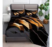 3-Piece Fitted Sheet Single Bed Set - Piano Keys Golden Elements Extra Deep 30cm Soft Microfibre Fitted Sheet, Wrinkle-Resistant, with 2 Pillowcases, Easy Care Bedding for All Seasons, Black