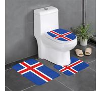 3 Piece Flag of Iceland Bathroom Rugs Set, Non-Slip Water Absorbent, Thick Comfortable for Home, Spa, and Hotel