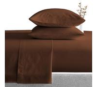 3 Piece Flat Sheets Set 100% Egyptian Cotton 1 Flat Sheet with 2 Pillowcases, 300 Thread Count Soft & Luxurious Flat Bedsheet Sets, Hotel Quality - Chocolate Solid, Superking Size.