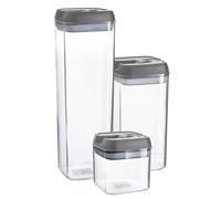3 Piece Flip Lock Plastic Food Storage Containers Set Argon Tableware Grey One Size