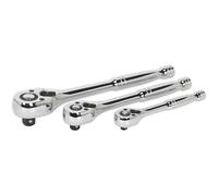 3 Piece Flip Reverse Ratchet Wrench Set - 1/4 3/8 and 1/2 Inch Sq Drive