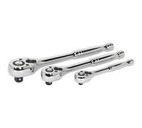 3 Piece Flip Reverse Ratchet Wrench Set - 1/4 3/8 and 1/2 Inch Sq Drive