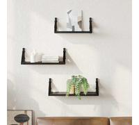 vidaXL Wall Shelf Wall-mounted with Storage 3 pcs Black Oak