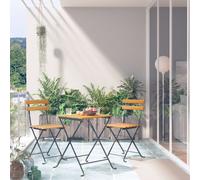 3 Piece Folding Bistro Set Acacia Wood Garden Patio Table & Chairs Set