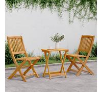 3 Piece Folding Garden Dining Set Solid Acacia Wood Natural 48.5x57x91cm Bistro