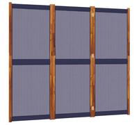 3-Piece Folding Privacy Screen 210 x 180 cm Dark Blue Acacia Wood Freestanding Privacy Screen Divider for Living Room Bedroom Office Indoor Outdoor Privacy