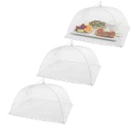 3 Piece Food Net Cover, Mesh Pop Up Food Covers with Fine Weave Design, Cake Covers Mesh for Dining Table Protection, Plate Covers for Food Preservation, 32 Cm by 32 Cm Dimensions