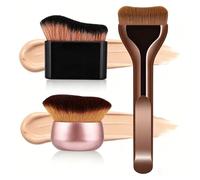 3-Piece Foundation Brush and Tanning Brush Set, Makeup Brush Kit with Rose Gold Handle, Professional Self Tan Brush for Body and Liquid Makeup Application, Travel-Friendly Beauty Tools Bristles