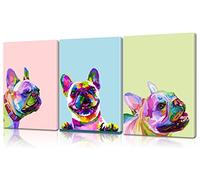 3 Piece Colorful Dog Wall Decor French Bulldog Wall Art Dog Decor Dog Room Decor Animal Wall Art Animal Posters Dog Wall Art Dog Poster for Living Room Bedroom Office Decor (12''Wx16''Hx3PCS)