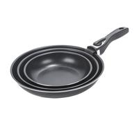 (3 Piece Frying Pan Set) 3 Pcs Black Ceramic Induction Stackable Pots Pans