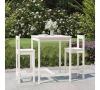 3 Piece Garden Bar Set White Solid Wood Pine