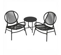 3-Piece Garden Bistro Set, Ink Black