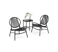 3-Piece Garden Bistro Set, Ink Black