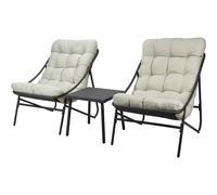 3 Piece Garden Bistro Set Outdoor Patio Furniture 2 Chairs & Table w/ Cushions