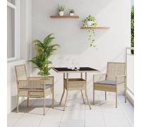 3 Piece Garden Dining Set Beige Poly Rattan Berkfield Home Beige One Size