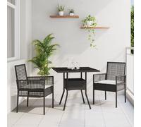 3 Piece Garden Dining Set Black Poly Rattan Berkfield Home Black One Size