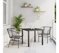 3 Piece Garden Dining Set Black Poly Rattan Berkfield Home Black One Size