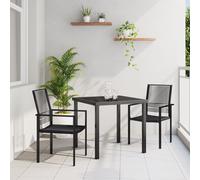 3 Piece Garden Dining Set Black PVC Rattan Berkfield Home Black One Size
