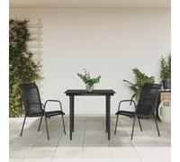 vidaXL Garden Dining Set Outdoor Dining Set 3 Piece Black Steel and Textilene