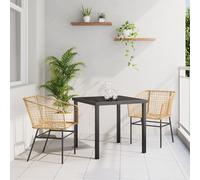 3 Piece Garden Dining Set Brown Poly Rattan Berkfield Home Brown One Size