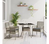3 Piece Garden Dining Set Grey Poly Rattan Berkfield Home Grey One Size