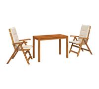 3-Piece Garden Dining Set Natural Solid Acacia Wood Patio Dining Set vidaXL