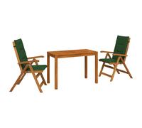 3-Piece Garden Dining Set Natural Solid Acacia Wood Patio Dining Set vidaXL