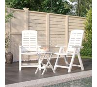 vidaXL Garden Dining Set 3 Piece White Polypropylene Dining Table and Chair