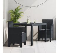 3 Piece Garden Dining Set with Cushions Anthracite Poly Rattan Berkfield Home Multi One Size