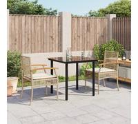 3 Piece Garden Dining Set With Cushions Poly Rattan