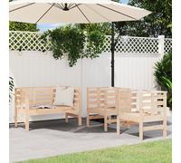 3 Piece Garden Lounge Set Grey Solid Pine Wood Outdoor Patio Sofa Set
