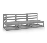 3 Piece Garden Lounge Set - Grey Solid Pinewood Outdoor Furniture
