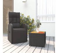 vidaXL 2 Piece Garden Lounge Set Black Poly RattanandSolid Wood Acacia, Black
