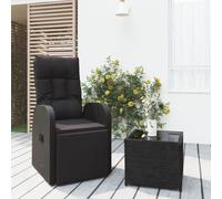 vidaXL 2 Piece Garden Lounge Set Black Poly RattanandSolid Wood Acacia, Black