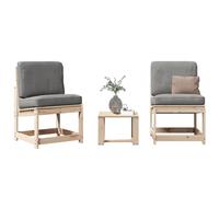 3 Piece Garden Lounge Set Solid Pine Wood Natural Pine 50.5x55x77 40x38x28.5 cm
