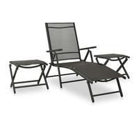 vidaXL 3 Piece Garden Lounge Set Textilene and Aluminium Silver, Black