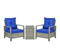 3 Piece Garden Sofa Set 2 Chairs Storage Table Mixed Grey Patio Furniture