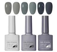 3-Piece Gel Nail Polish Set - Neutral & Elegant Gray UV Varnish, Dark Chocolate Gray, Glossy Finish, Chip Resistant, French Manicure For Salon-Quality DIY At-Home Nail Art