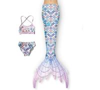3 Piece Girls Swimsuit Bathing Suits Bikini Tail Set for 9 Years 10
