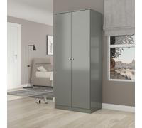 3 Piece Gloss Grey Bedroom Furniture Bedside Table Wardrobe Set Chest of Drawer