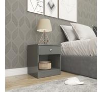 Denver Grey Gloss 3 Drawer Bedside Table Cabinet Nightstand Bedroom Furniture Storage