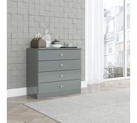 3 Piece Gloss Grey Bedroom Furniture Bedside Table Wardrobe Set Chest of Drawer