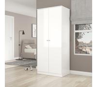 3 Piece Gloss White Bedroom Furniture Bedside Table Wardrobe Set Chest of Drawer