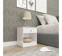 3 Piece Gloss White Bedroom Furniture Bedside Table Wardrobe Set Chest of Drawer