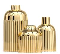 3 Piece Gold Ceramic Vases for Home Decor,Modern Decorative Vases for Flowers, Pampas Grass & Eucalyptus,Ribbed Aesthetic Set for Mantel,Shelf,Gifts for Interior Designers & Minimalists (Gold)