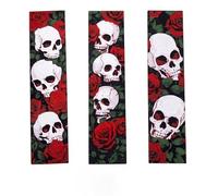3-Piece Gothic Skull and Red Rose 3D Bookmark Set - Embossed Mechanical Textured Book Page Marker - Multi-Color Matte Polymer Dark Academia Reading Accessory for Book Lovers, Writers & Literary Gifts