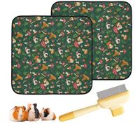 3-Piece Guinea Pig Cage Liner, Flea Comb for Cats, Flea Comb, Washable Pet Mats for Small Animal, Absorbent Guinea Pig Pee Pads for Rabbits, Hamsters, Cats and Dogs, Cage Liner for Flea Removal