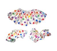 3-Piece Halloween Clown Choker Ruffled Collar Cuff Set Made of Polyester for Comfortable Changing for Theatre Performances And Concerts, Colorful Dots