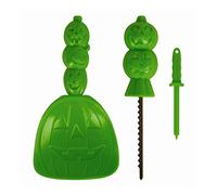 3 Piece Halloween Pumpkin Carving Face Decorating Kit Steel Saw Seed Scoop Plastic Poker Cutting Tool - Green