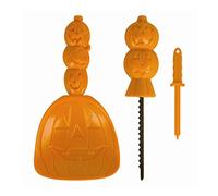 3 Piece Halloween Pumpkin Carving Face Decorating Kit Steel Saw Seed Scoop Plastic Poker Cutting Tool - Orange